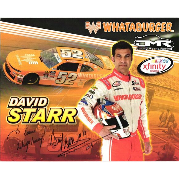 David Starr Signed Whataburger 52 NASCAR Xfinity Series 8x10 Postcard - Picture 3 of 4